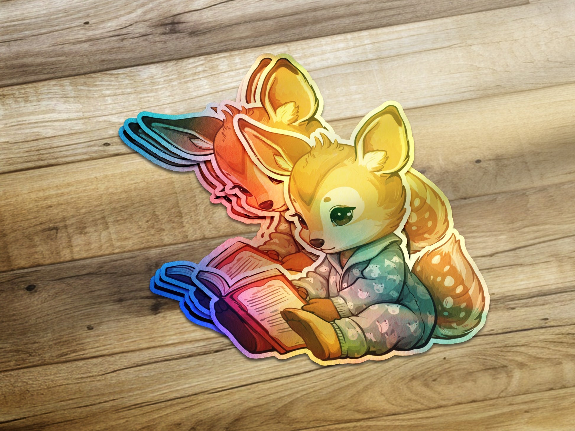 Adorable Fox Reading Book Colorful Sticker product