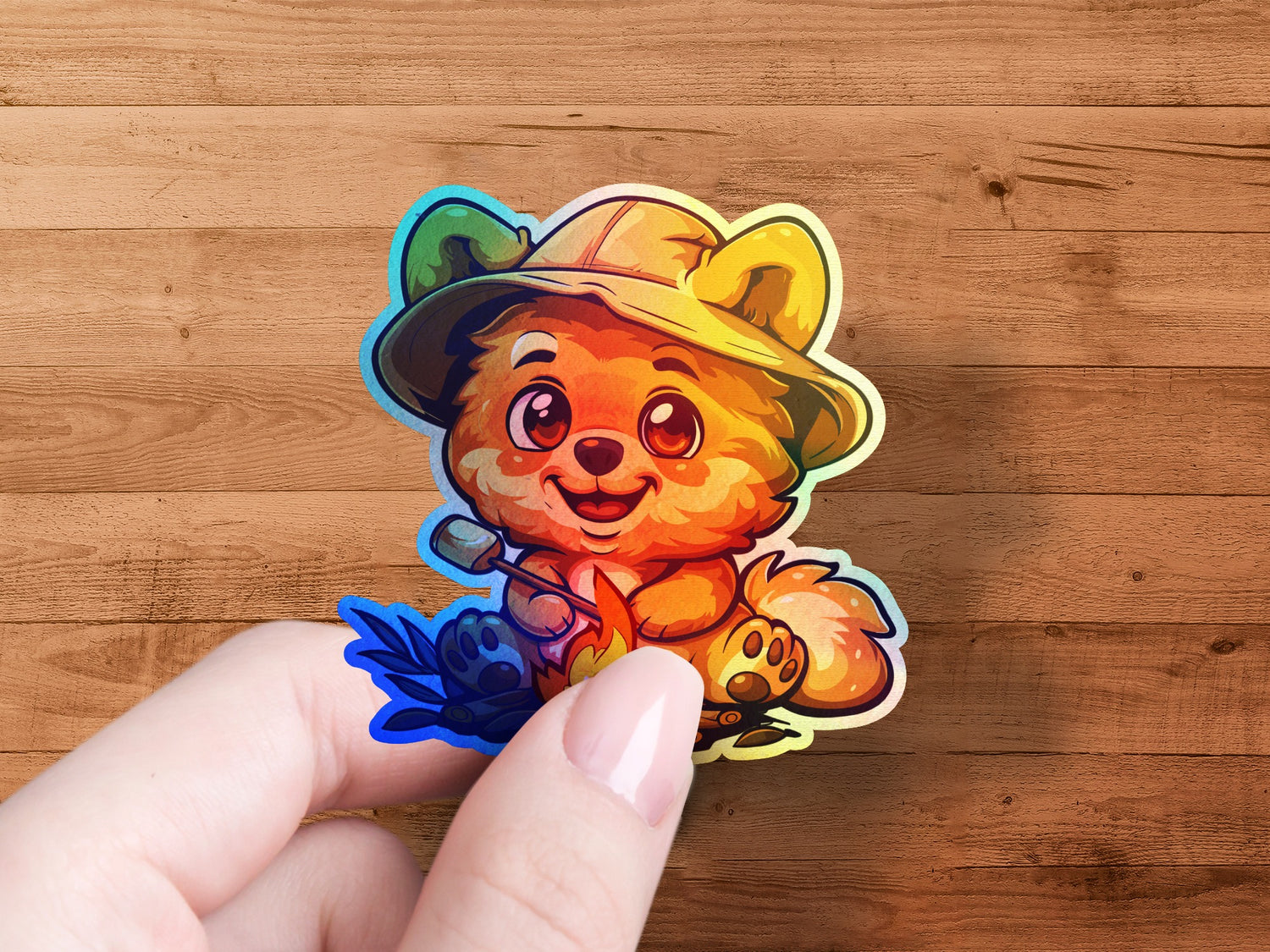 Cute Campfire Puppy Sticker for Family Fun product