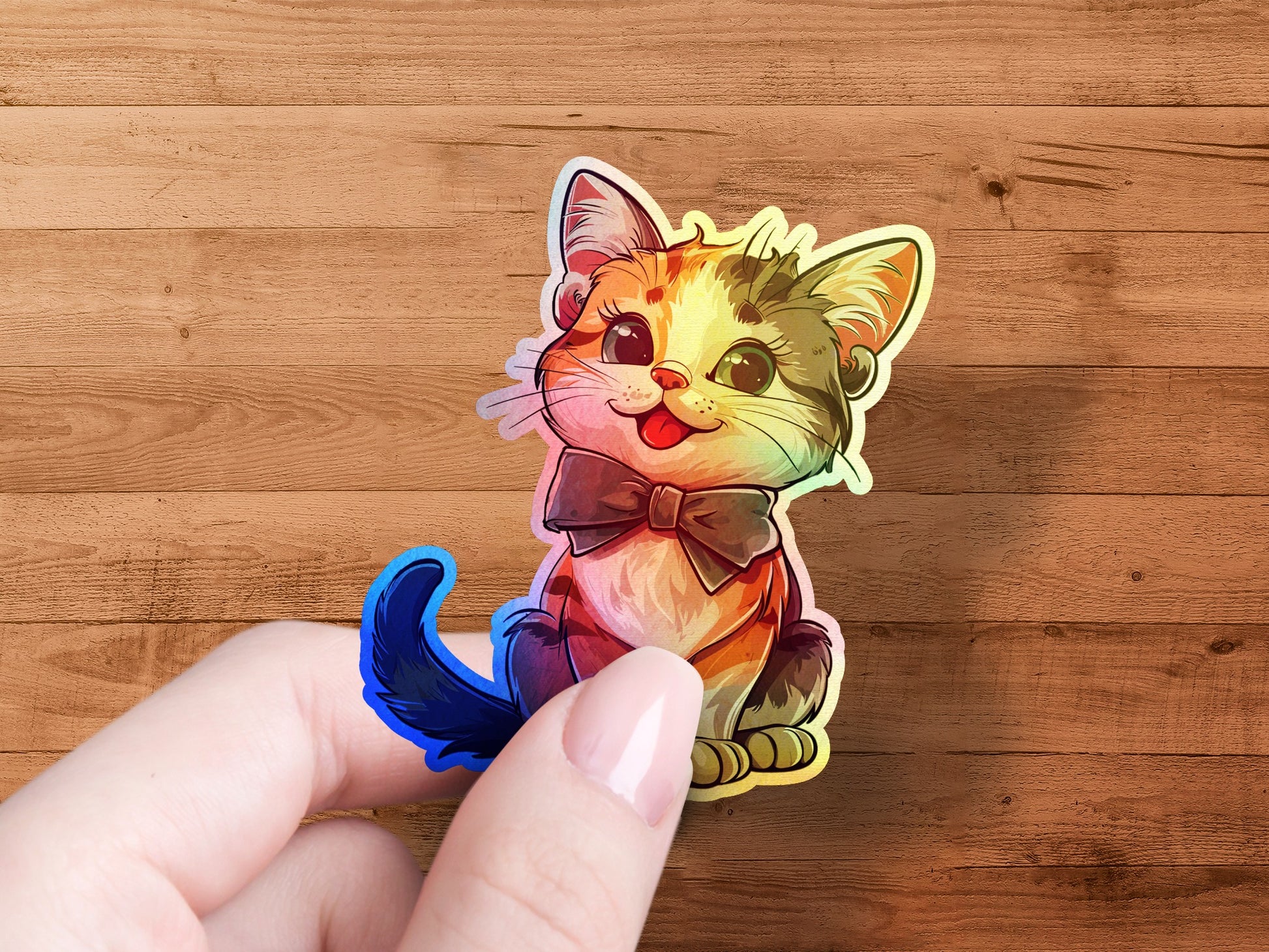 Cute Colorful Cat Vinyl Sticker product