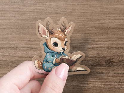 Cute Hand Drawn Deer Reading Sticker product