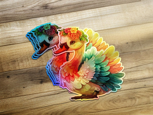 Rainbow Floral Duck Stickers Colorful product type
