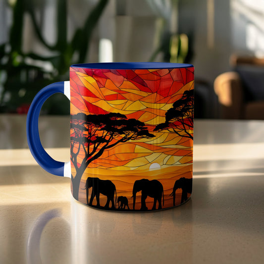 Elephant Sunset Safari Print Coffee Mug product type