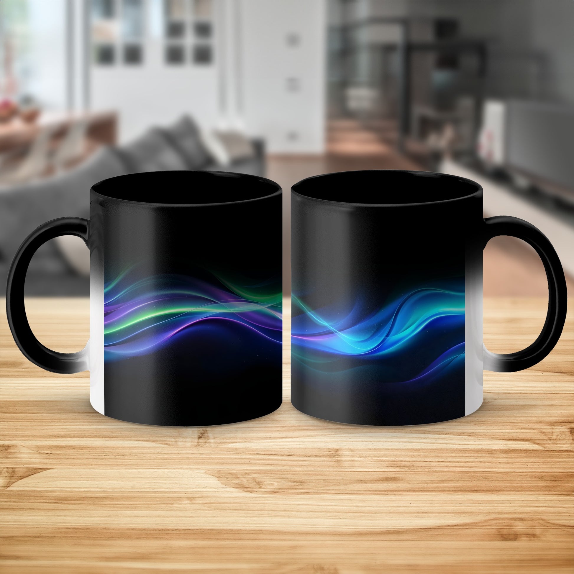 Vibrant Wavy Design on Black Coffee Mug product