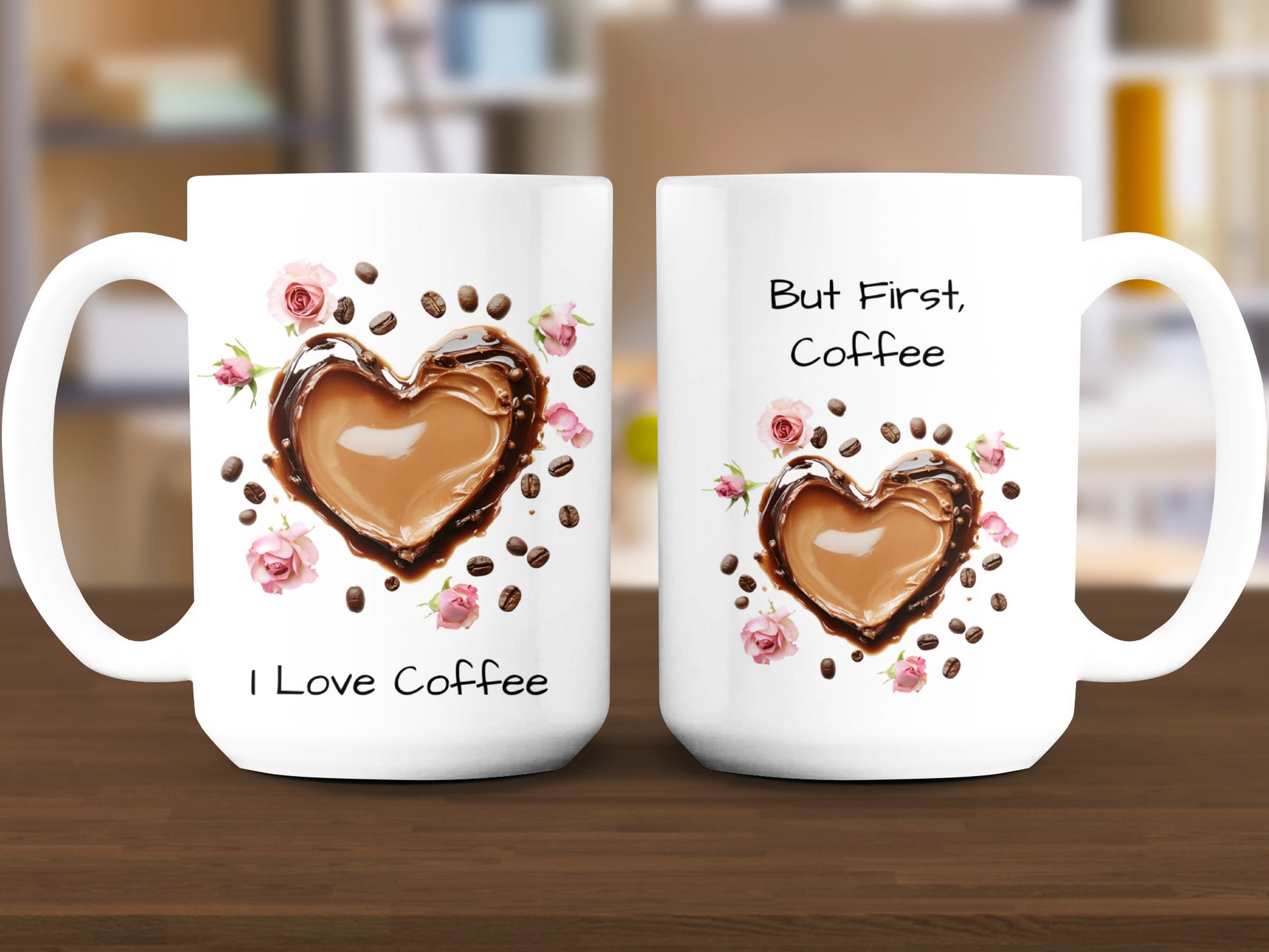 Heart Coffee And Flowers Artistic Mug product