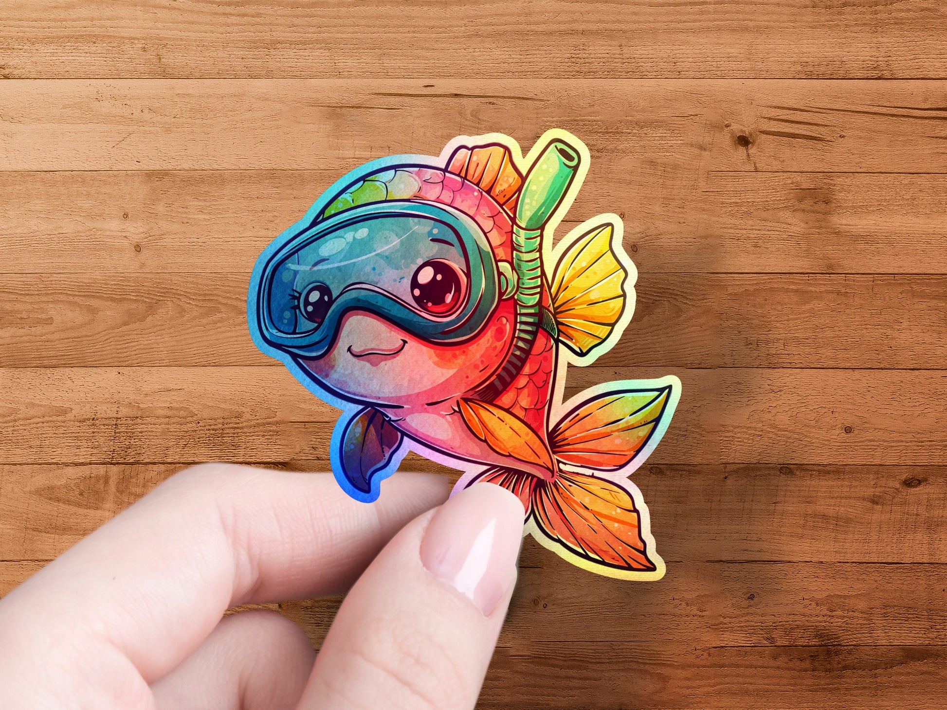 Colorful Diving Fish Vinyl Sticker product type