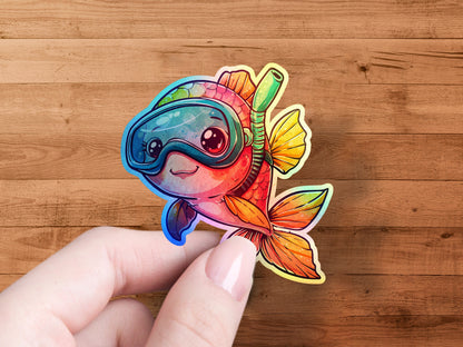 Colorful Diving Fish Vinyl Sticker product type