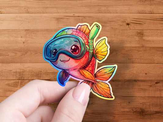 Colorful Diving Fish Vinyl Sticker product type