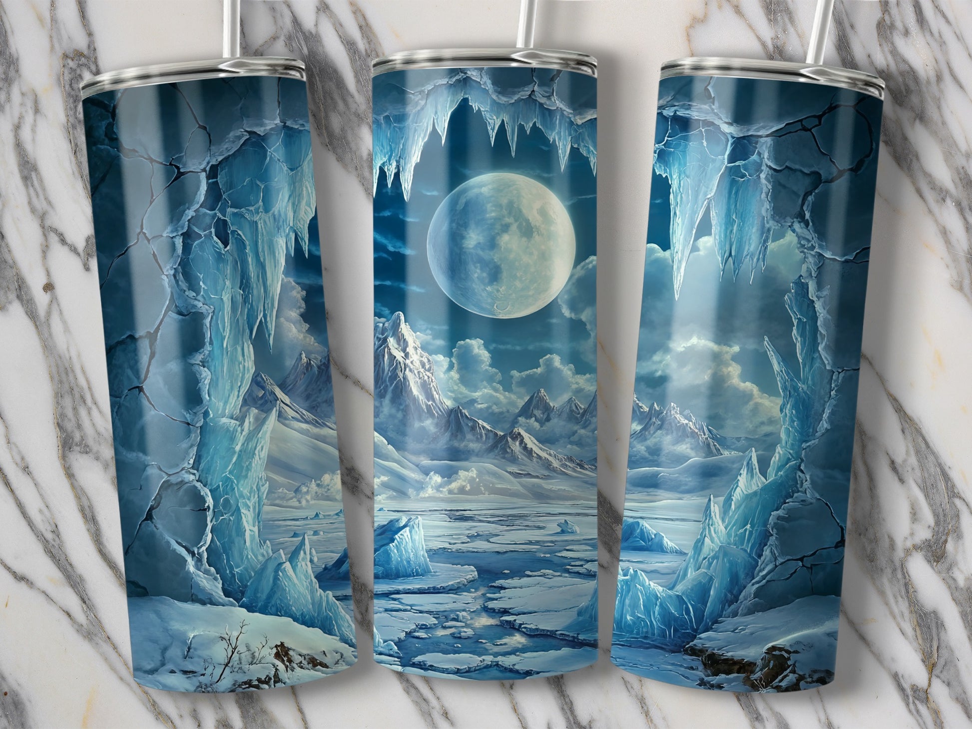 Icy Mountain Winter Landscape Design Tumbler product