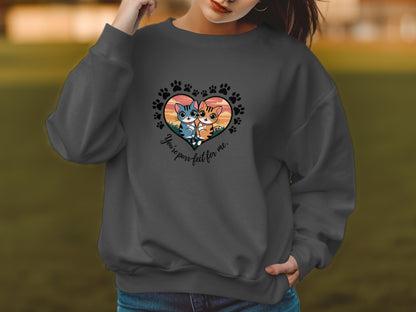 Cat with Heart and Paw Prints Design Sweatshirt product