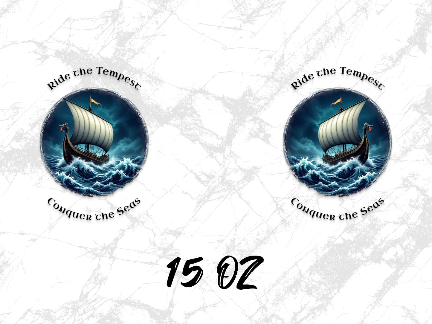 Nautical Viking Ship Art Print, Ride the Tempest, Conquer the Seas, Ocean Wave Decor, 15 Oz