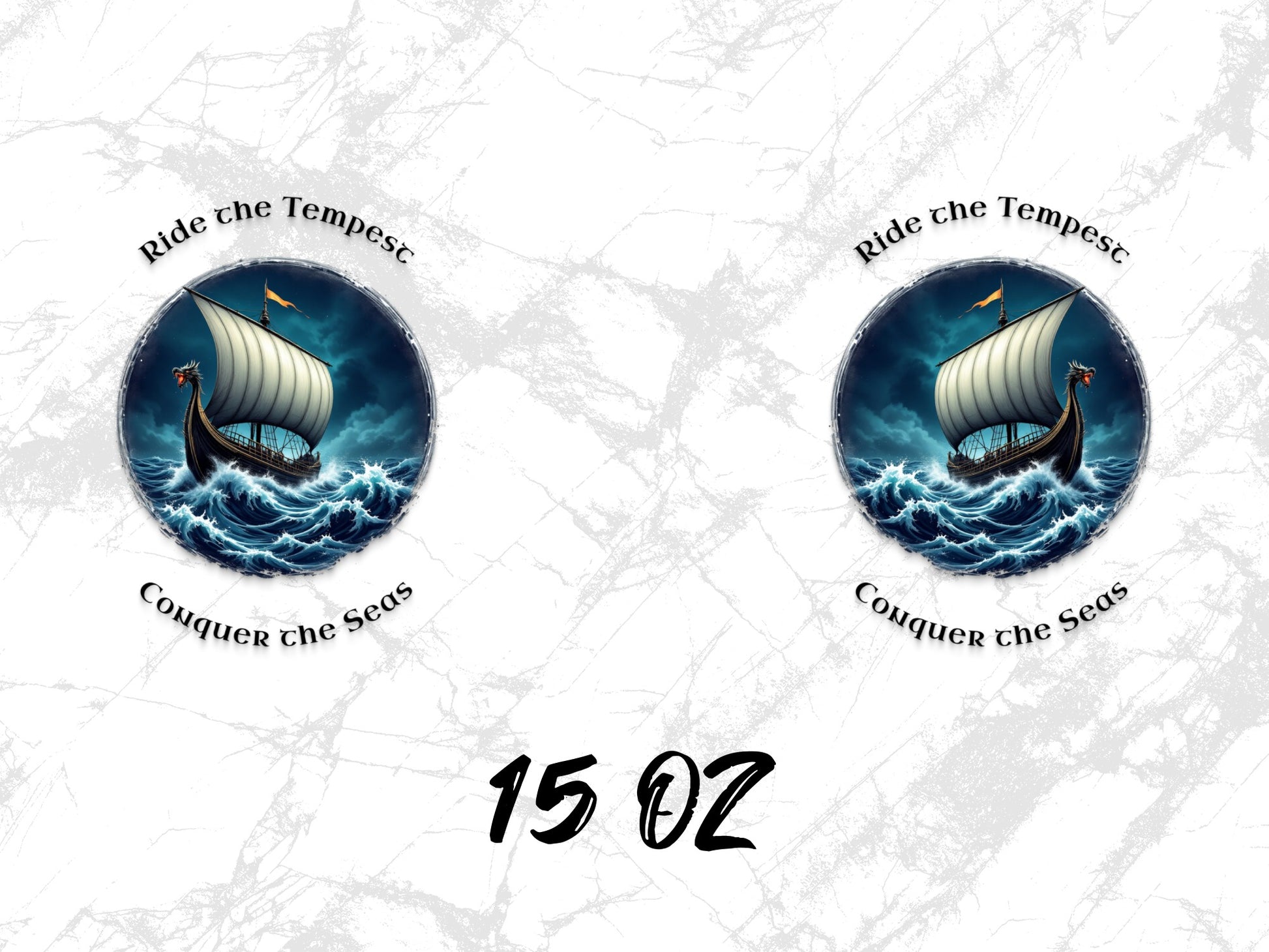 Nautical Viking Ship Art Print, Ride the Tempest, Conquer the Seas, Ocean Wave Decor, 15 Oz