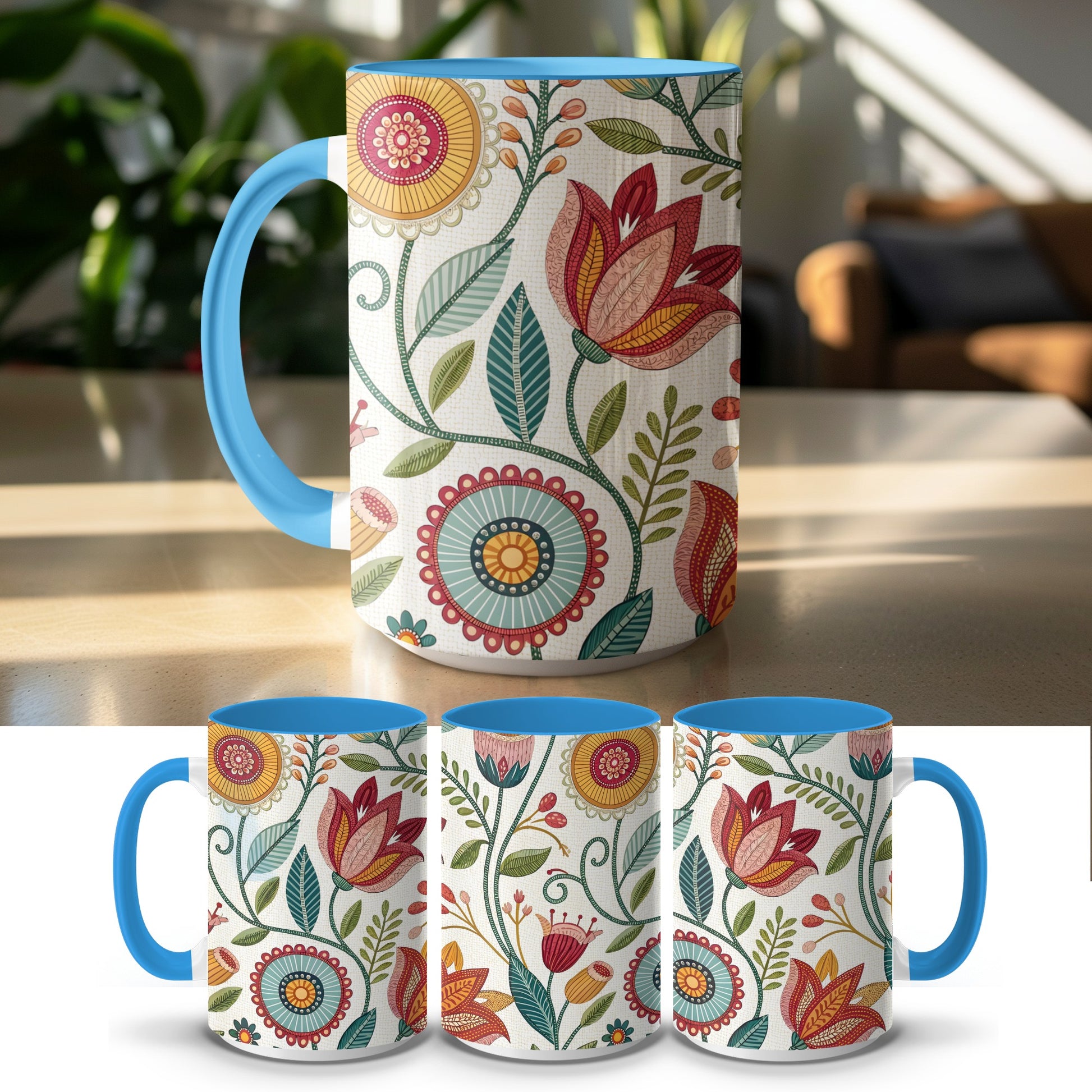 Colorful Floral Pattern Coffee Mug product type