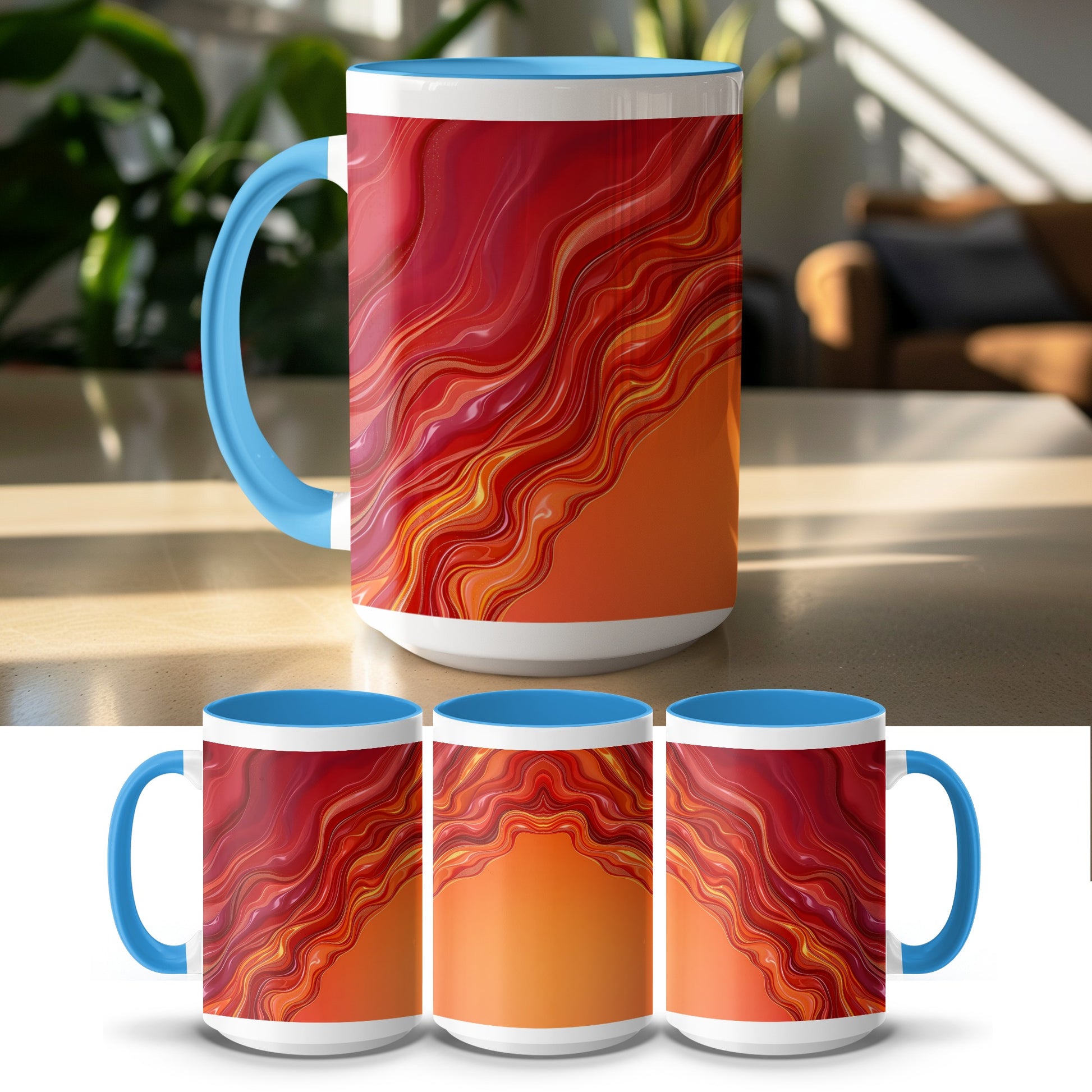Vibrant Swirling Red and Orange Design Mug product