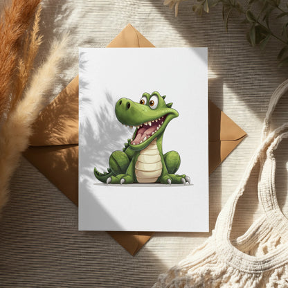 Cute Cartoon Alligator Print, Kids Room Wall Art, Playful Crocodile Illustration, Nursery Decor