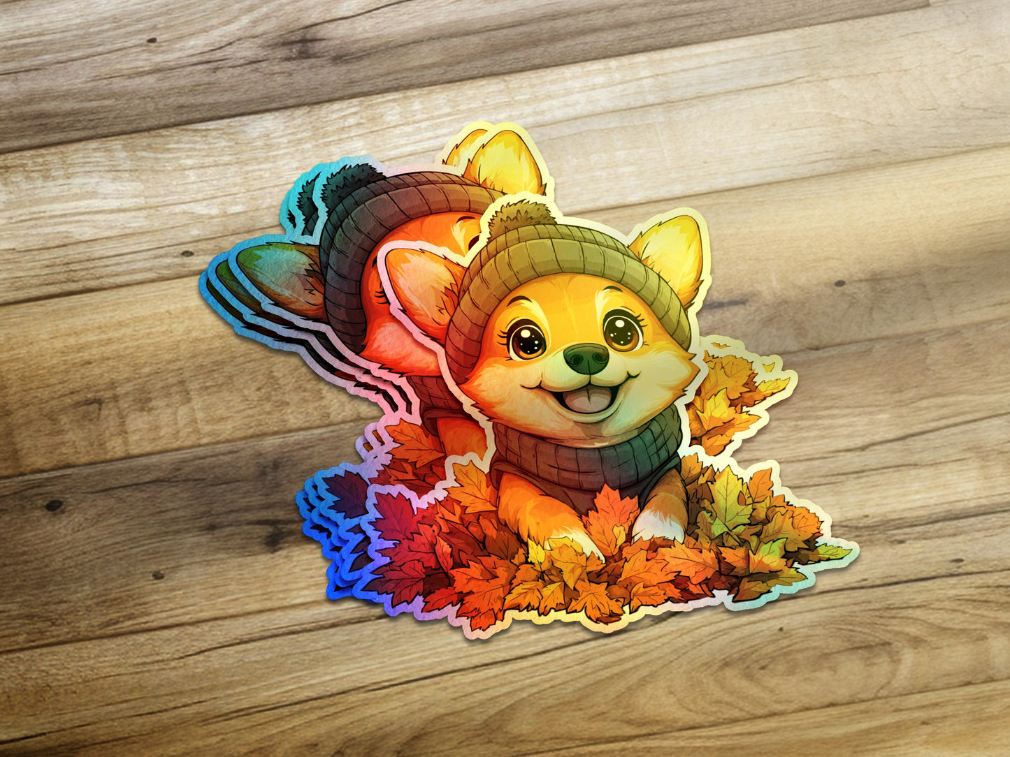 Cute Corgi with Autumn Leaves Sticker product type