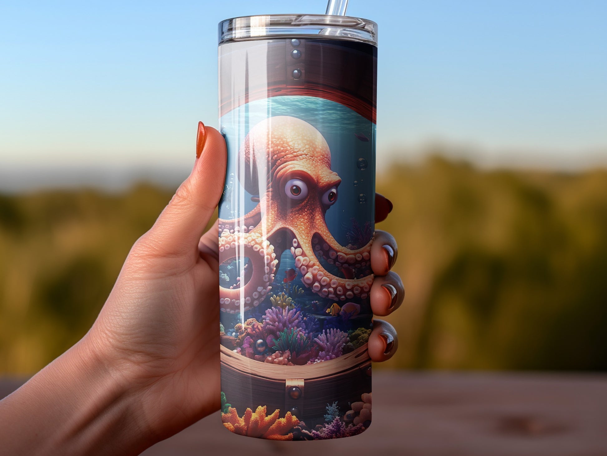 Unique Ocean Octopus Design Tumbler for Beverage Product