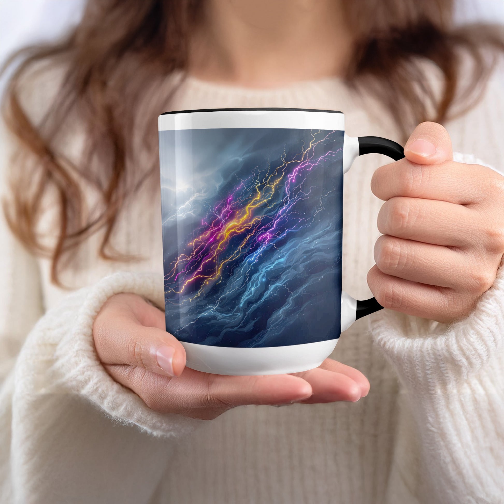 Vibrant Electric Lightning Design Ceramic Mug product type
