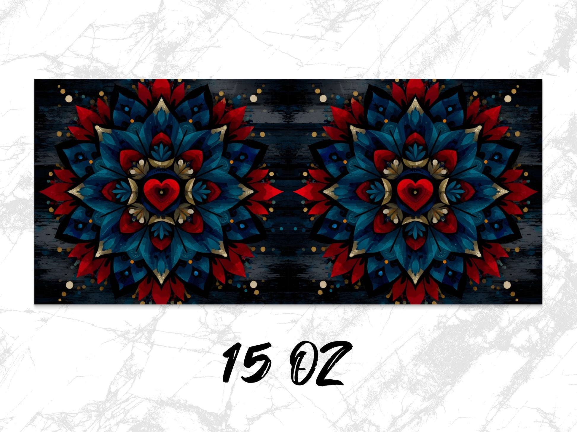 Mandala Wall Art, Twin Bohemian Hearts Print, Colorful Rustic Home Decor, 15 Oz Canvas Panel