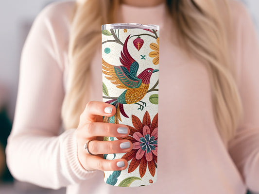 Colorful Bird Floral Design Travel Tumbler product type