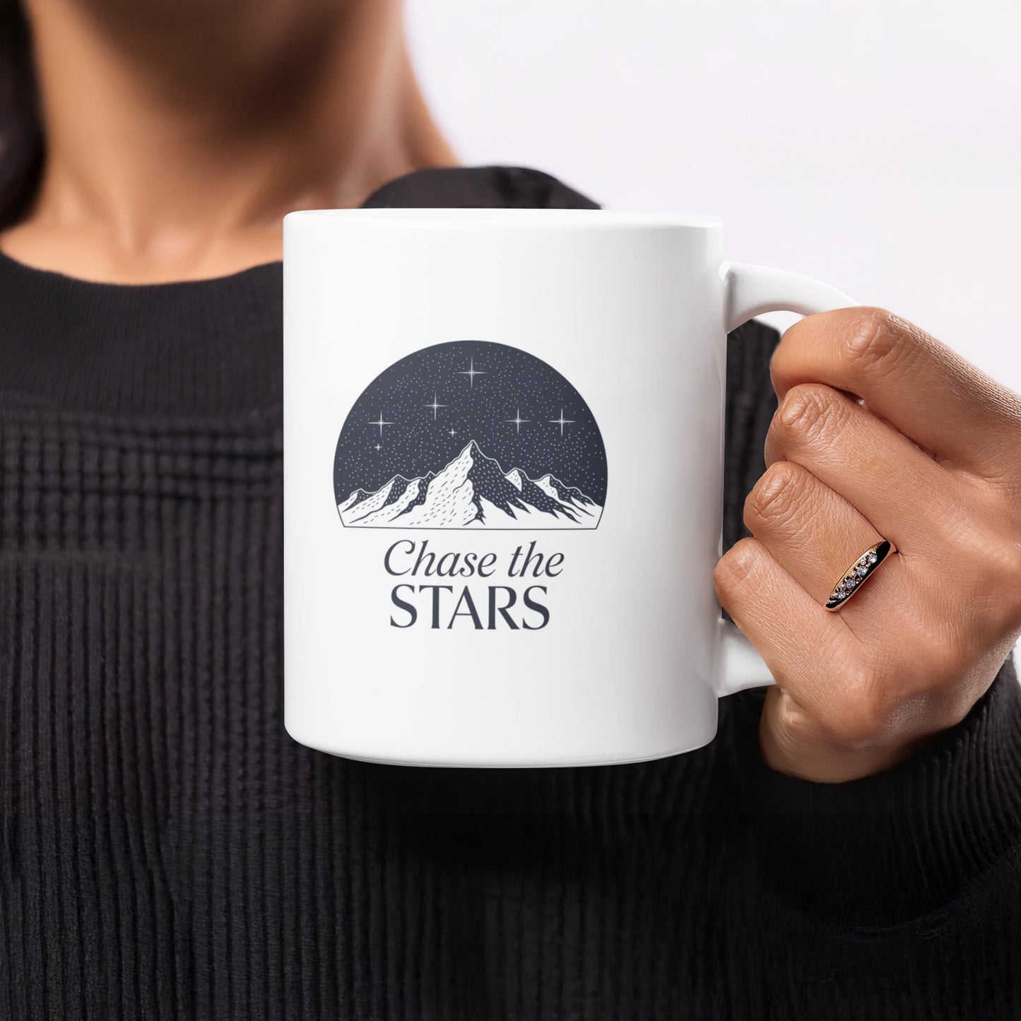 Chase the Stars White Ceramic Mug product