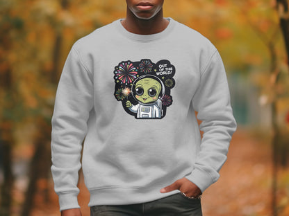 Out of This World Alien Holding Fireworks Sweatshirt product type
