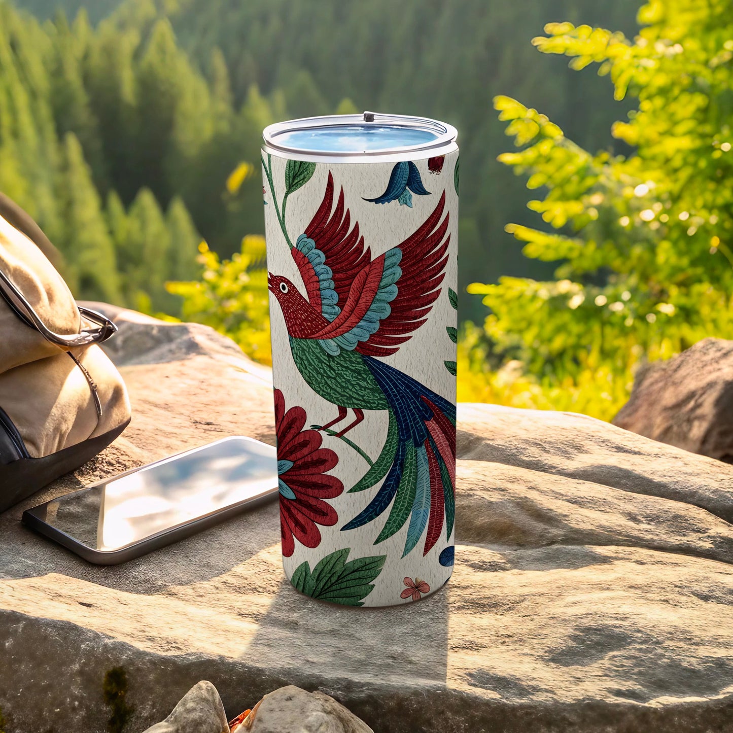 Elegant Parrot and Floral Design Tumbler product
