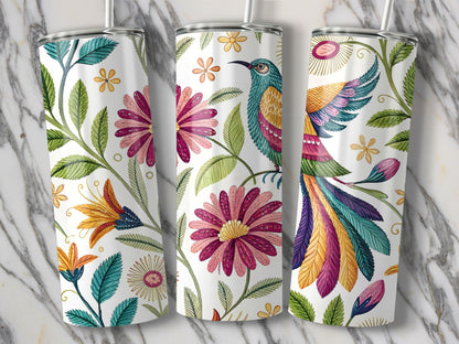 Colorful Floral and Bird Prints on Tumblers product