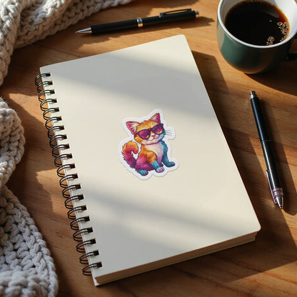Colorful Cat Sticker for Journal or Notebook product type