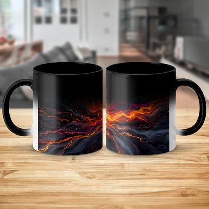Abstract Fiery Waves Design Black Ceramic Mug product