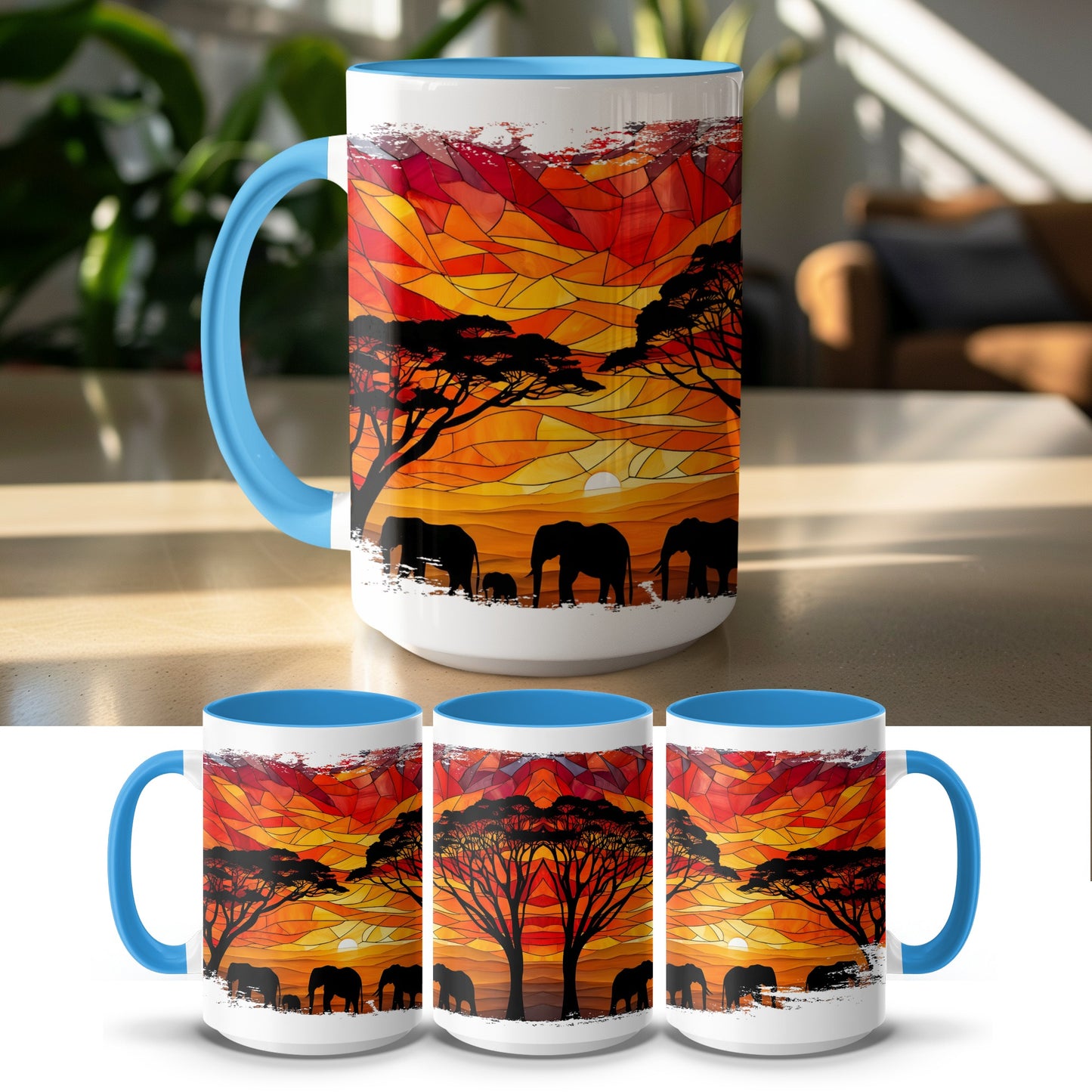 African Elephant Safari Sunset Landscape Mug product