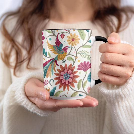 Colorful Floral Bird Print Coffee Mug Product
