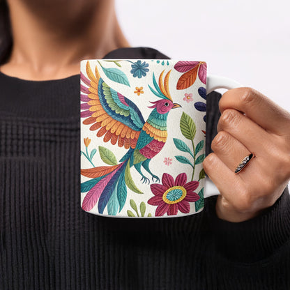 Colorful Bird And Flowers Design Mug product