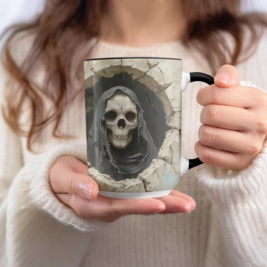 Skull in Cracked Wall Design Ceramic Mug product type
