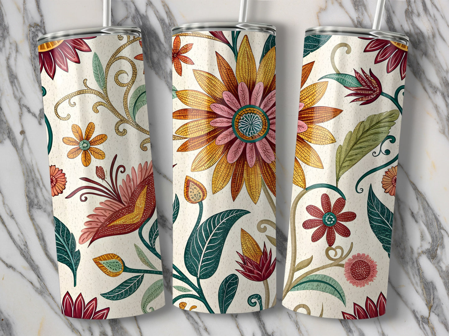 Colorful Floral Pattern Design Insulated Tumbler product