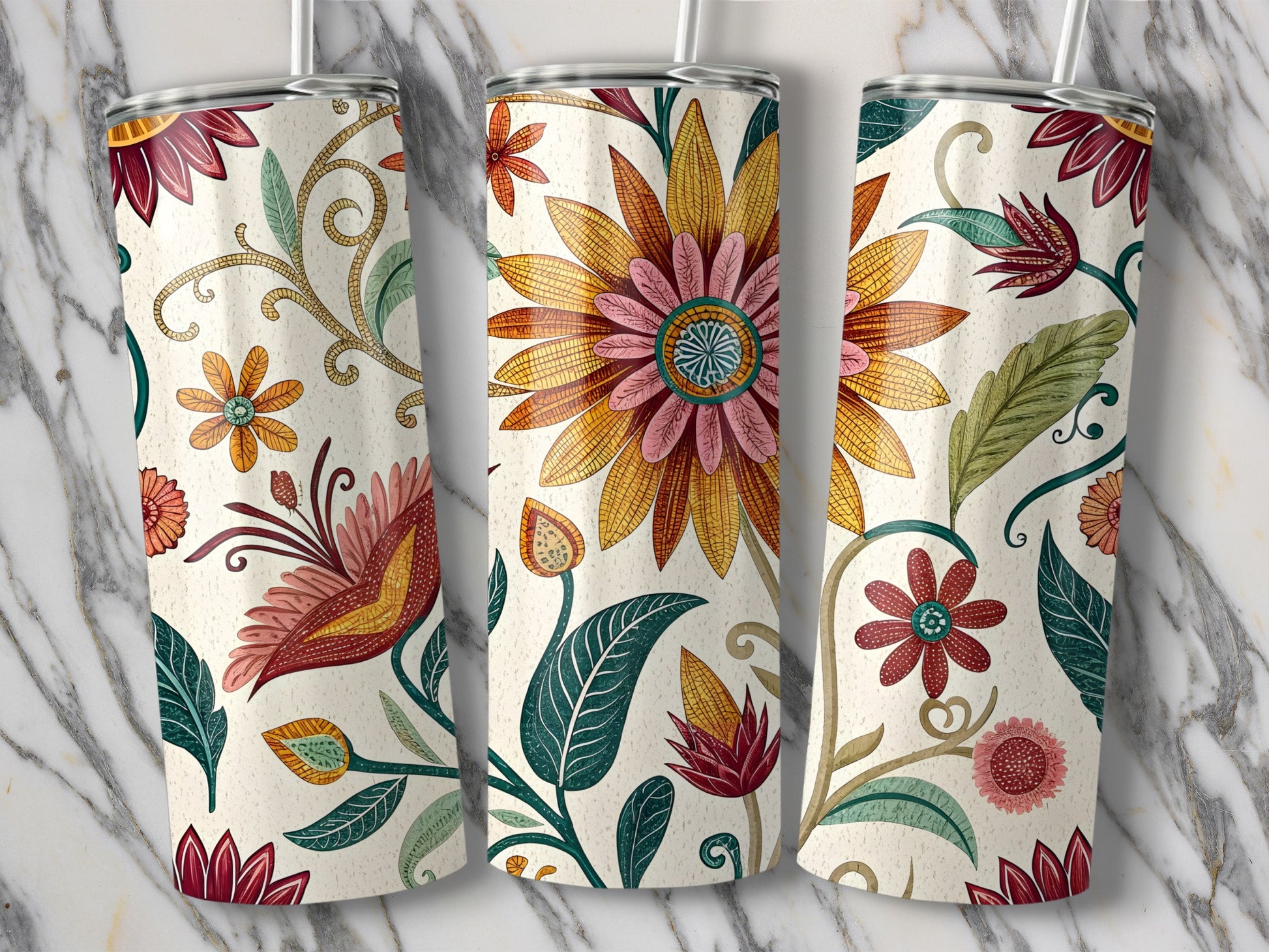 Colorful Floral Pattern Design Insulated Tumbler product