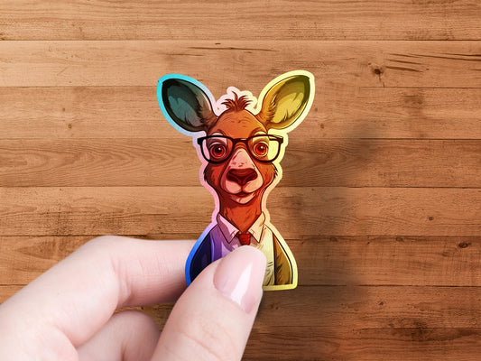 Colorful Kangaroo with Glasses Sticker product type