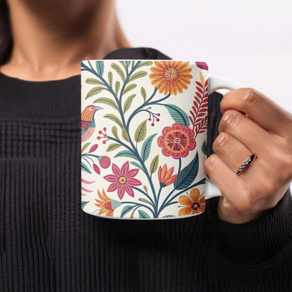 Floral Garden Design on White Ceramic Mug product