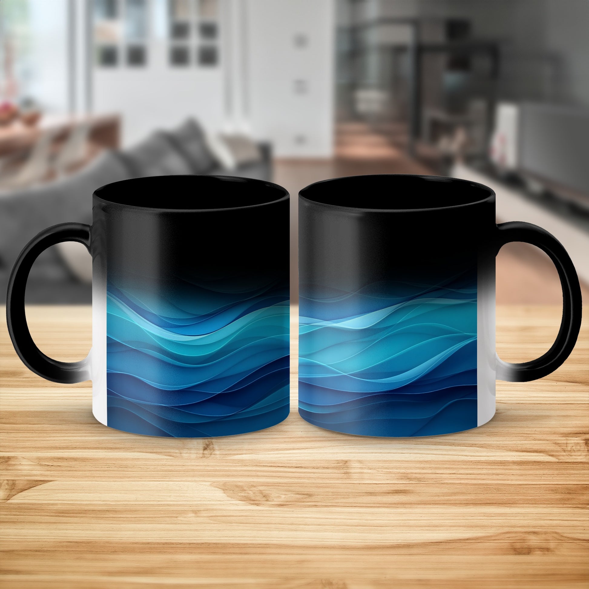 Ocean Waves Gradient Blue Ceramic Mug product