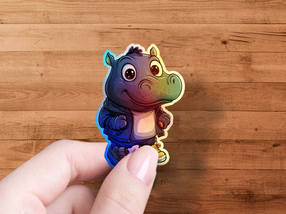 Cute Cartoon Hippo Sticker for Your Laptop product type