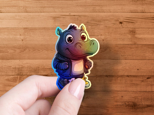 Cute Cartoon Hippo Sticker for Your Laptop product type