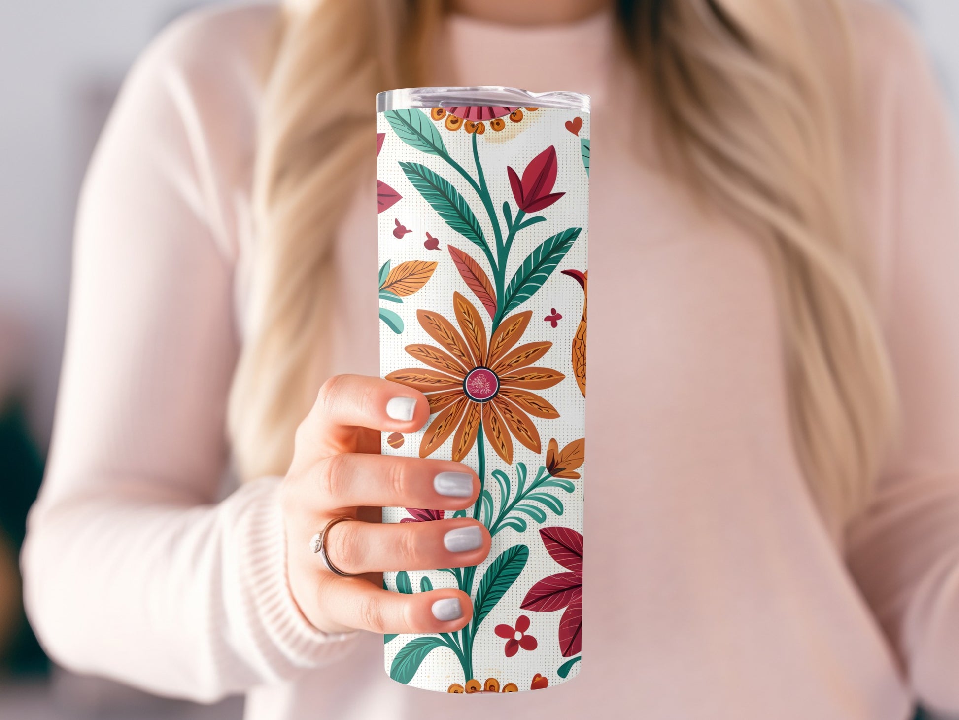 Colorful Floral Pattern Tumbler for Everyday Use product