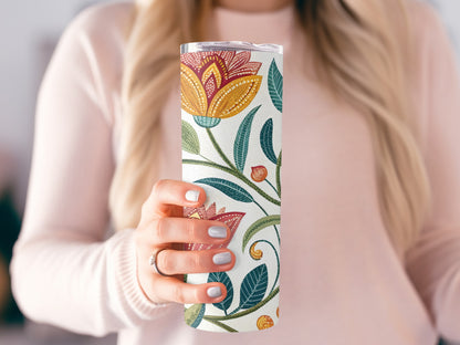 Colorful Floral Design with Leaves Tumbler product
