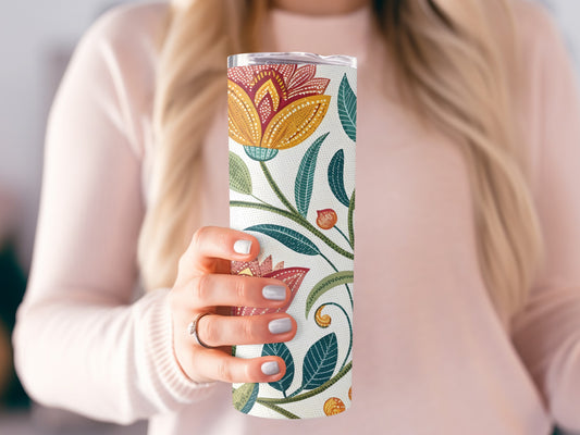 Colorful Floral Design with Leaves Tumbler product