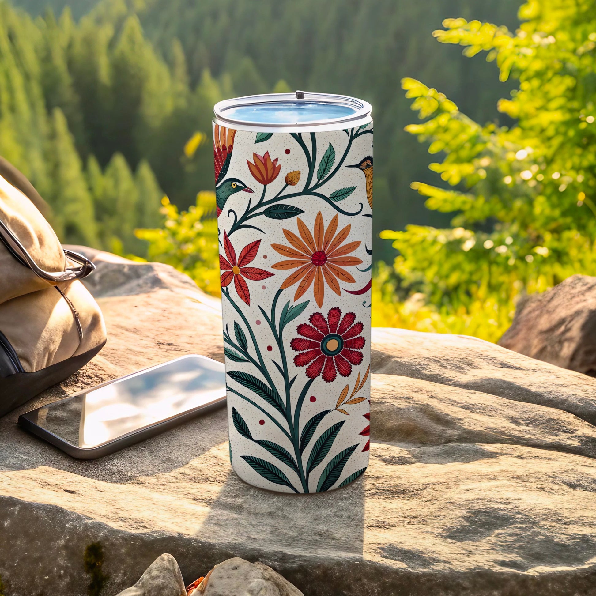 Floral Patterned Insulated Tumbler Travel Drinkware Product
