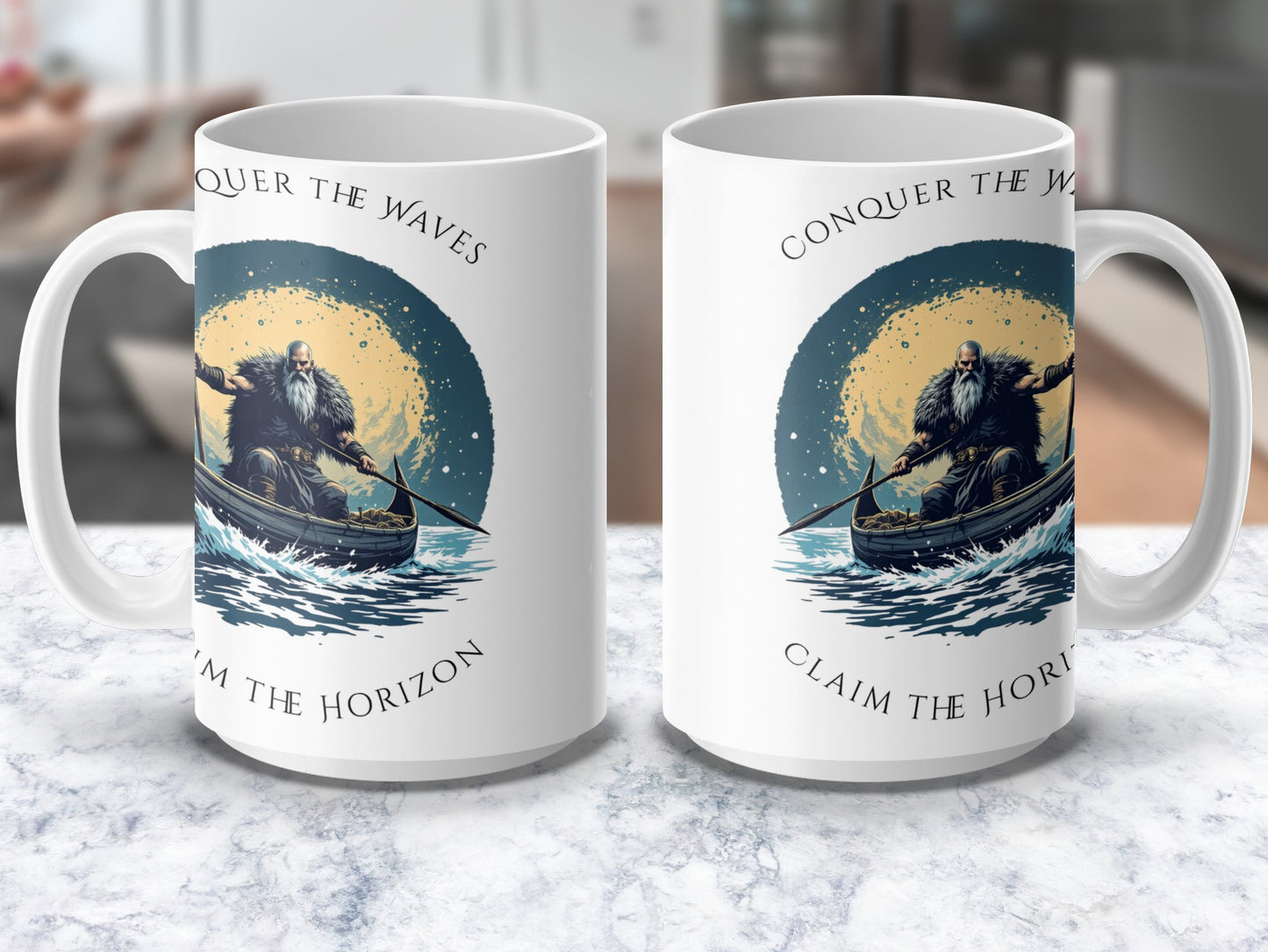 Nautical Coffee Mug Set, Conquer and Claim The Horizon Design, Vintage Ocean Explorer Cups, Gift for Sailors and Adventurers