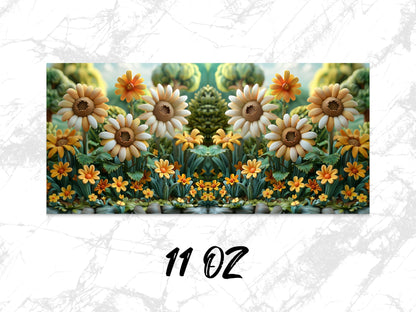 Colorful Daisy Floral Coffee Mug, Vibrant Flower Garden Design, 11 oz Ceramic Cup, Unique Gift Idea