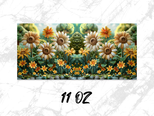 Colorful Daisy Floral Coffee Mug, Vibrant Flower Garden Design, 11 oz Ceramic Cup, Unique Gift Idea