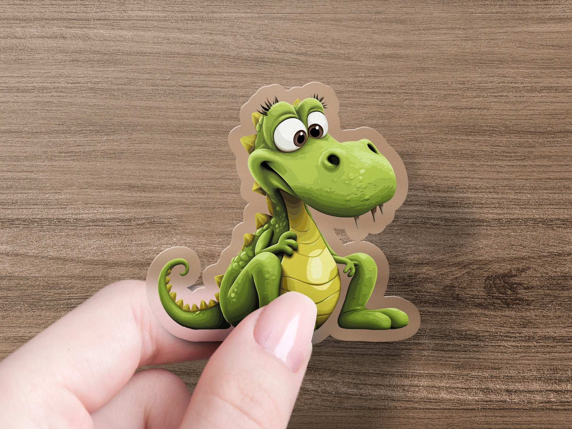 Cute Green Cartoon Dinosaur Sticker product