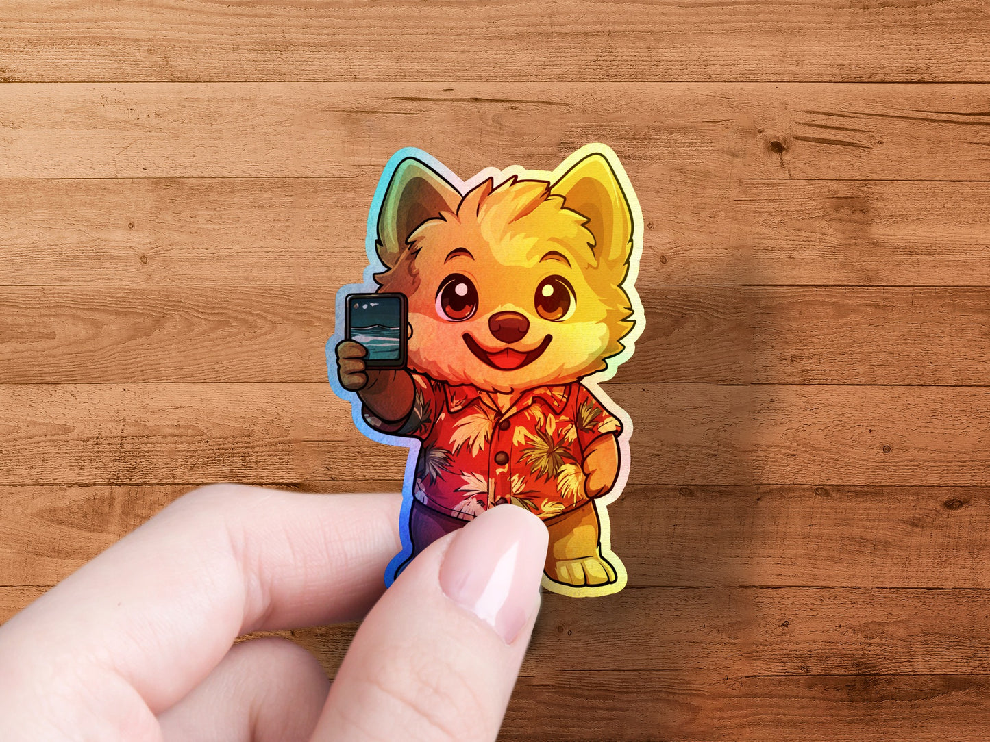 Cute Bear With Hawaiian Shirt Sticker product