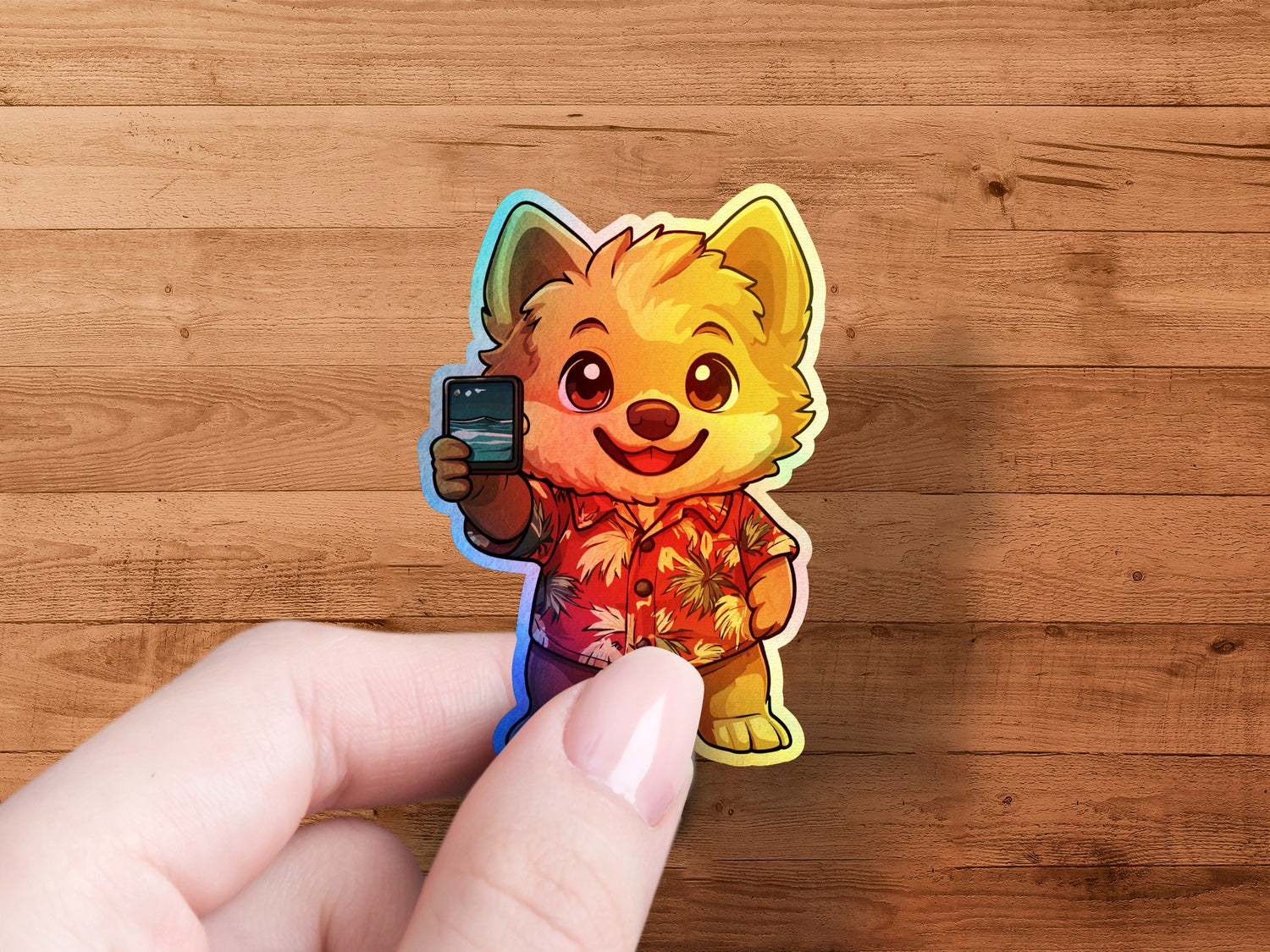 Cute Bear With Hawaiian Shirt Sticker product